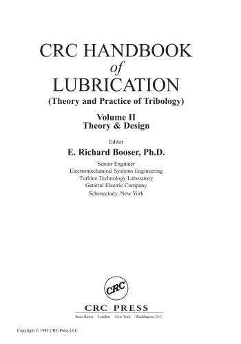 CRC Handbook of Lubrication