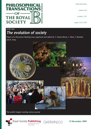The evolution of society : papers of a discussion meeting