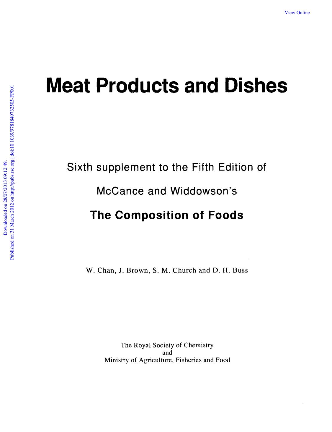 Meat Products and Dishes