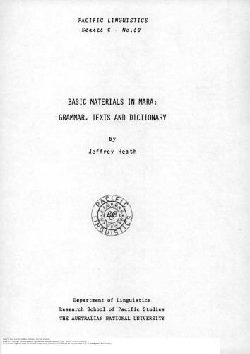 Basic materials in Mara : grammar, texts, and dictionary