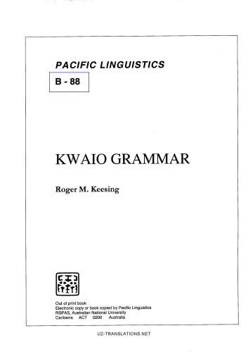 Kwaio Grammar
