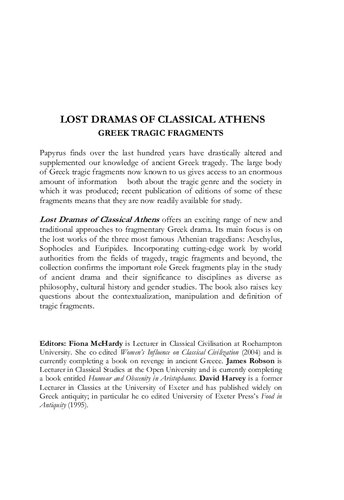 Lost Dramas of Classical Athens