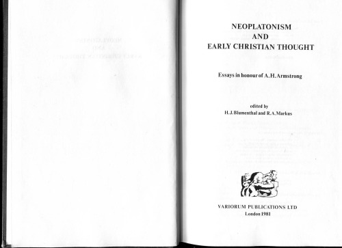 Neoplatonism And Early Christian Thought