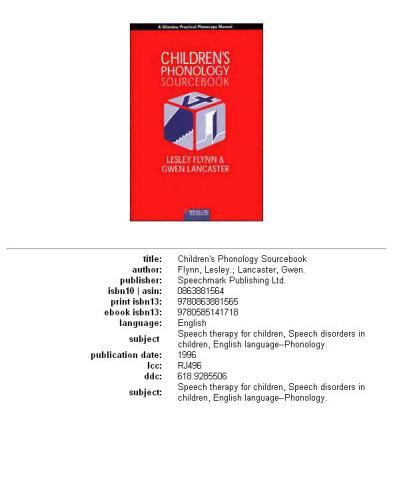 Children's Phonology Sourcebook