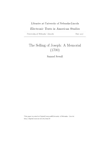 Selling of Joseph a Memorial