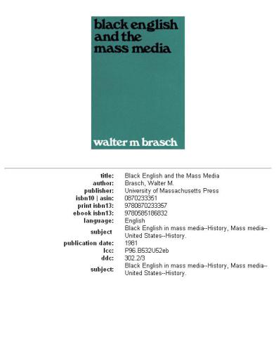 Black English and the Mass Media