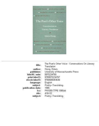 The Poet's Other Voice