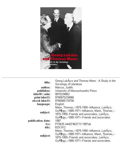 Georg Lukacs and Thomas Mann