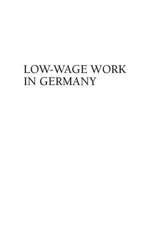 Low-Wage Work in Germany