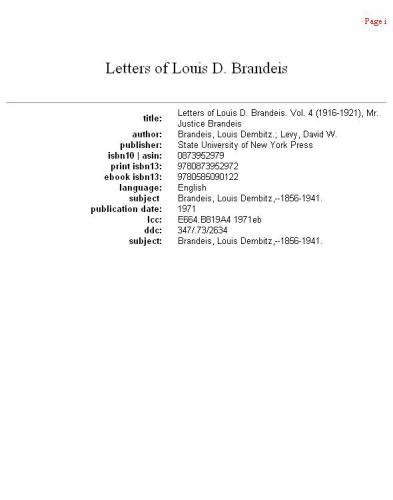 Letters of Louis D. Brandeis