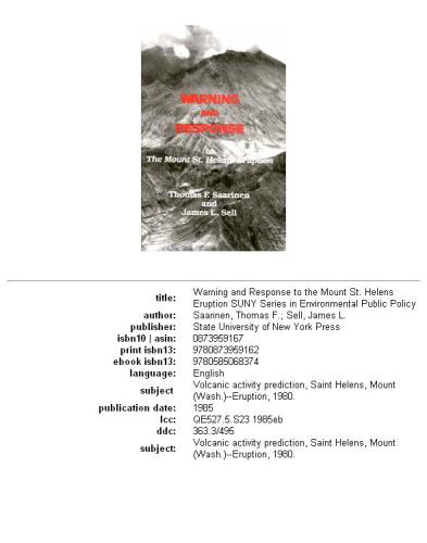 Warning and Response to the Mount St. Helens Eruption