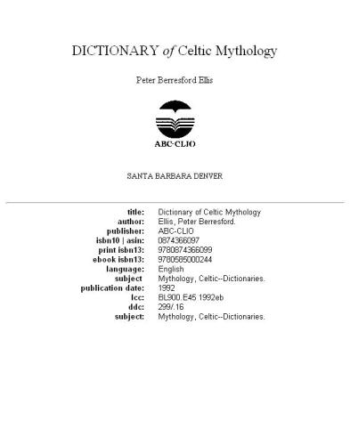 Dictionary Of Celtic Mythology