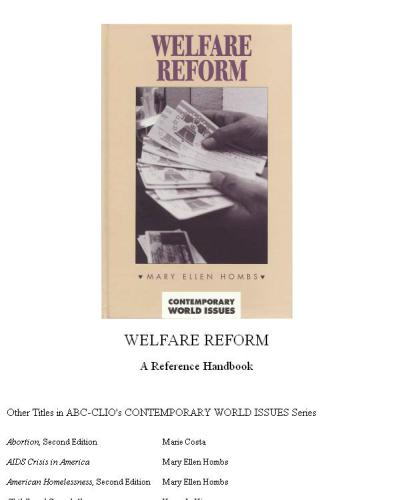 Welfare Reform