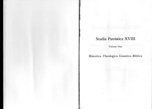 Studia Patristica Xviii