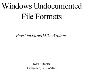 Windows Undocumented File Formats [With *]