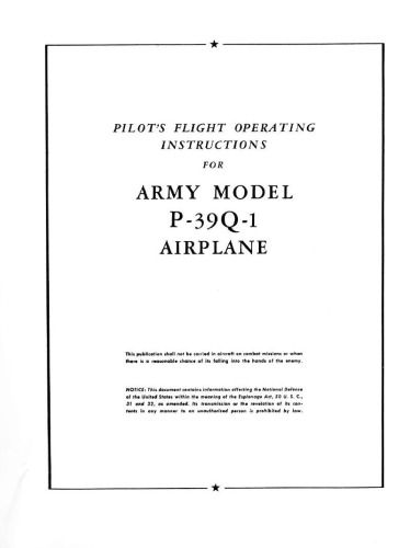 Flight Manual For P-39 Airacobra (Aircraft Manual Series)