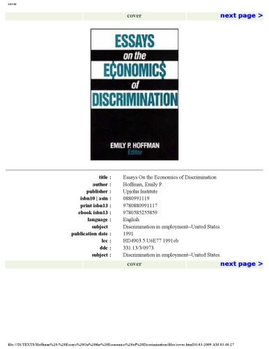 Essays On The Economics Of Discrimination