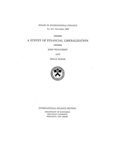 A Survey Of Financial Liberalization