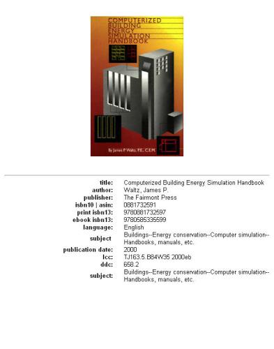 Computerized Building Energy Simulation Handbook