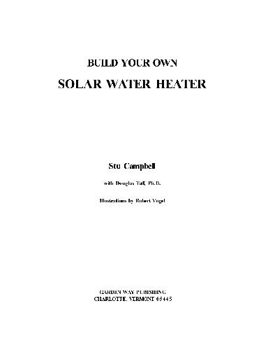 Build Your Own Solar Water Heater