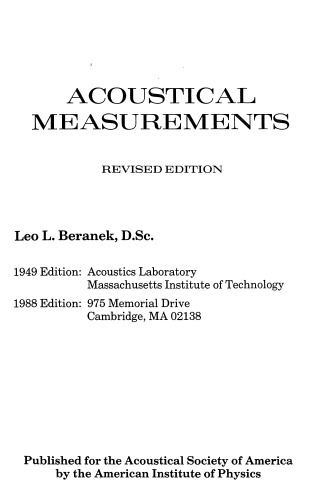 Acoustical Measurements