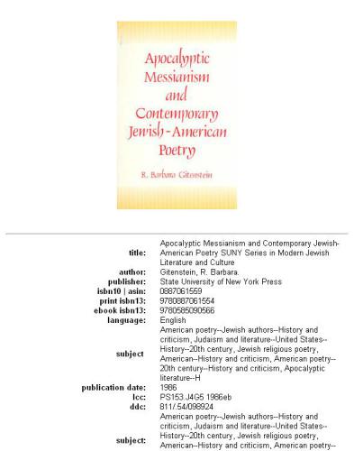 Apocalyptic Messianism and Contemporary Jewish-American Poetry