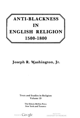 Anti-Blackness in English Religion, 1500-1800