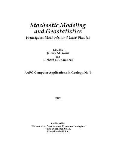 Stochastic Modeling And Geostatistics