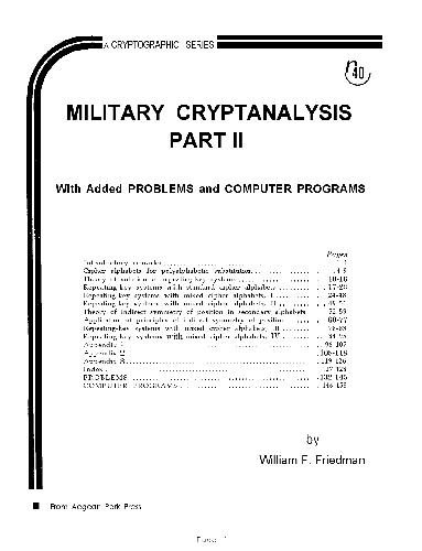 Military Cryptanalysis, Part II
