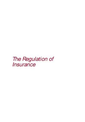 The Regulation of Insurance