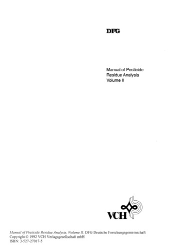 Manual of Pesticide Residue Analysis