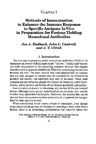 Monoclonal Antibody Protocols (Methods in Molecular Biology, Vol 45)