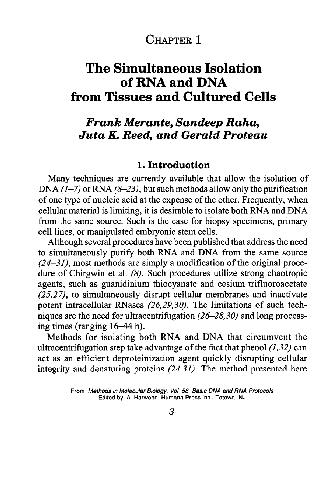 Basic DNA and RNA Protocols