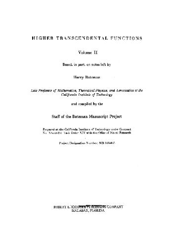 Higher transcendental functions, Vol. 2