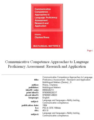 Communicative Competence Approaches to Language Proficiency Assessment