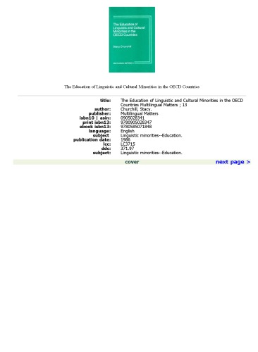 The Education of Linguistic and Cultural Minorities in the OECD Countries