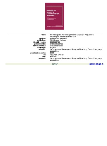 Modelling and Assessing Second Language Acquisition