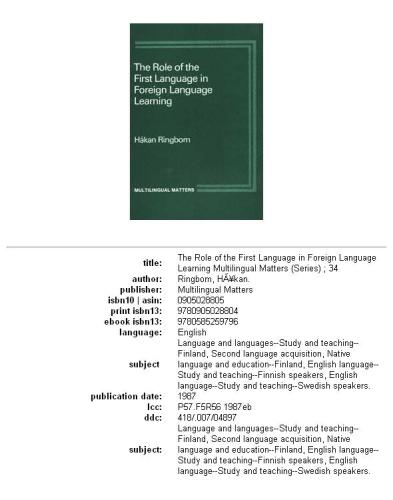 The Role of the First Language in Foreign Language Learning