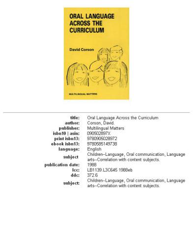 Oral Language Across The Curriculum