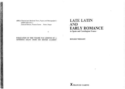 Late Latin and Early Romance in Spain and Carolingian France