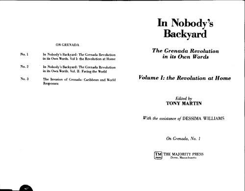 In nobody's backyard : the Grenada revolution in its own words