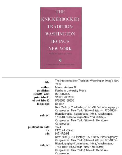 The Knickerbocker Tradition