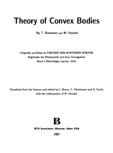 Theory Of Convex Bodies