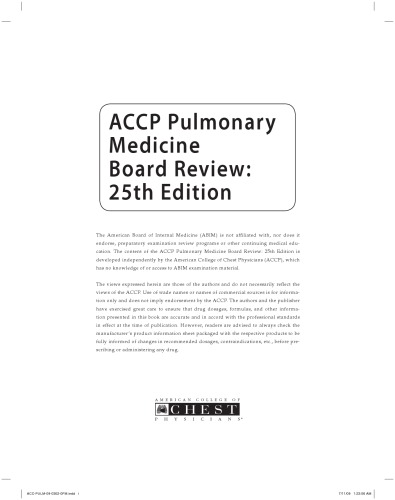 ACCP Pulmonary Medicine Board Review: 25th Edition