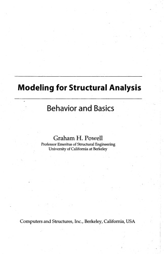 Modeling for Structural Analysis