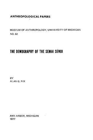 The Demography of the Semai Senoi