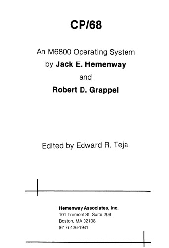 Cp/68, An M6800 Operating System