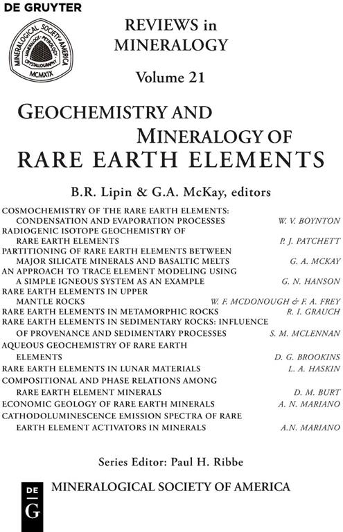 Geochemistry and Mineralogy of Rare Earth Elements (Reviews in Mineralology)