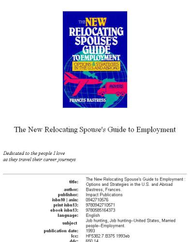 The New Relocating Spouse's Guide to Employment