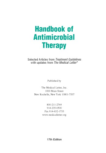 Handbook of Antimicrobial Therapy